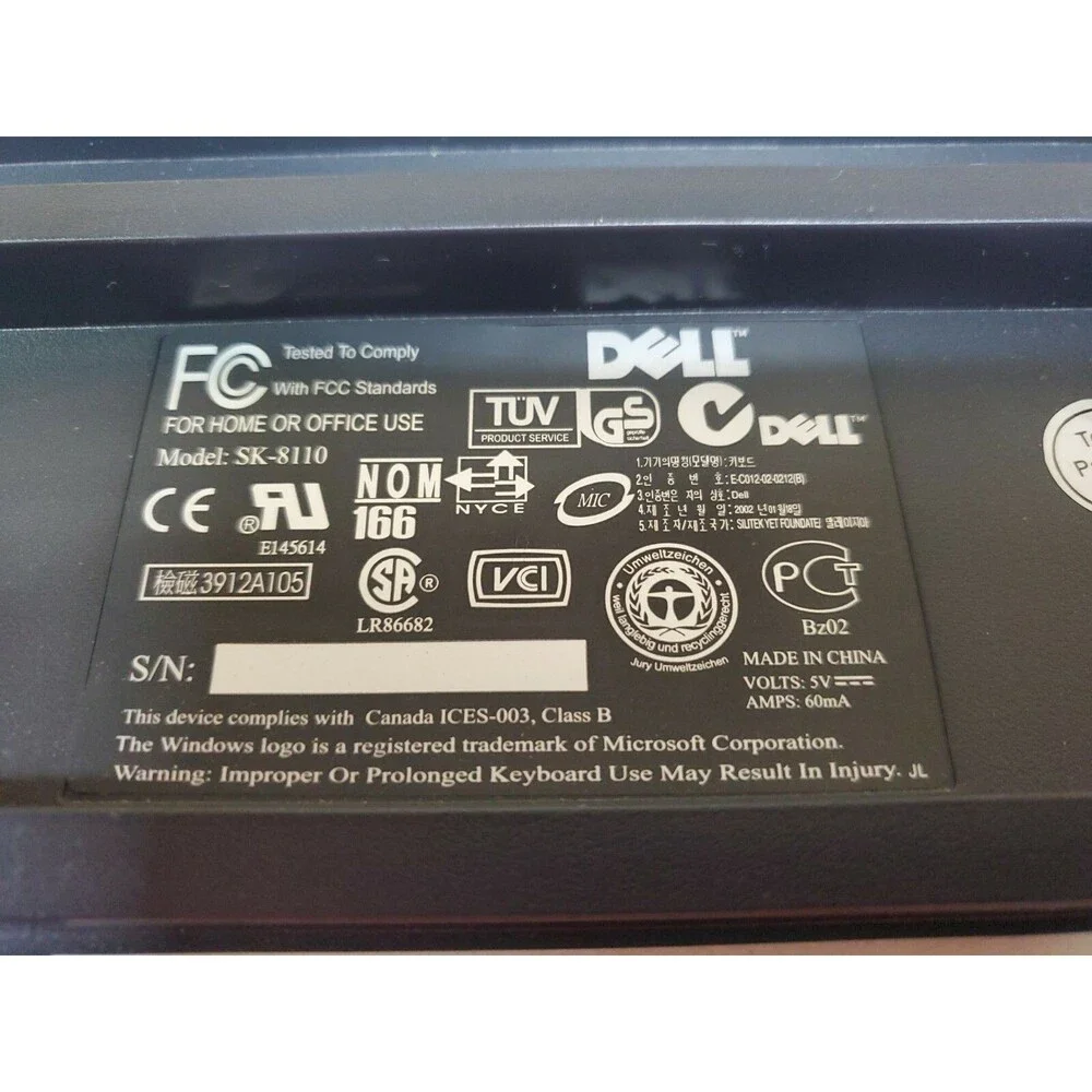 Dell SK-8110 Wired Keyboard Black Tested Works great